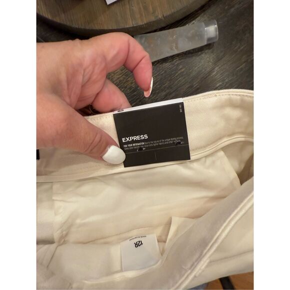 Express Winter White Wide Leg Mid-Rise Trouser Pants Sz 12 NWT - Picture 8 of 10
